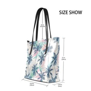 Sac fourre-tout en cuir PU personnalisé avec imprimé palmier hawaïen, imperméable, grande capacité, sac de plage pour femmes, voyage - Product Image 3