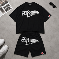 Ensemble T-shirt et short surdimensionné personnalisé BLESSTOP pour homme, style streetwear bicolore, tenue décontractée d'été en deux pièces