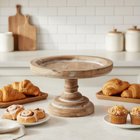 Support à gâteau rustique, support à gâteau rond vintage, support à gâteau en bois naturel avec base, support à gâteau style ferme