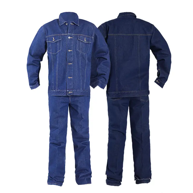 Usine personnalisée veste de travail en denim élastique tissu jeans durable respirant confortable uniforme de travailleur