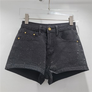 New Summer Shinny Full Rhinestone Stretch <strong>High</strong> <strong>Waist</strong> Denim <strong>Shorts</strong> Women <strong>Jeans</strong> <strong>Shorts</strong> - Product Image 4