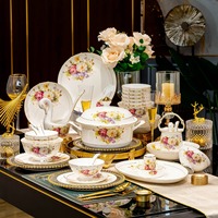 Service de table haut de gamme en porcelaine fine, style chinois, design élégant et résistant à la décoloration, vaisselle en céramique