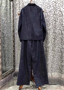 Top Quality New Designer Fashion Pant suit 2025 autunno inverno lussuosi cappotti ricamati in Denim + set di pantaloni in <span class=keywords><strong>lino</strong></span> di cotone 2 pz - Product Image 2