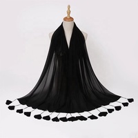 La nouvelle couleur pure en mousseline de soie à la main fleur gland écharpe musulman Hijab écharpe avec multicolore