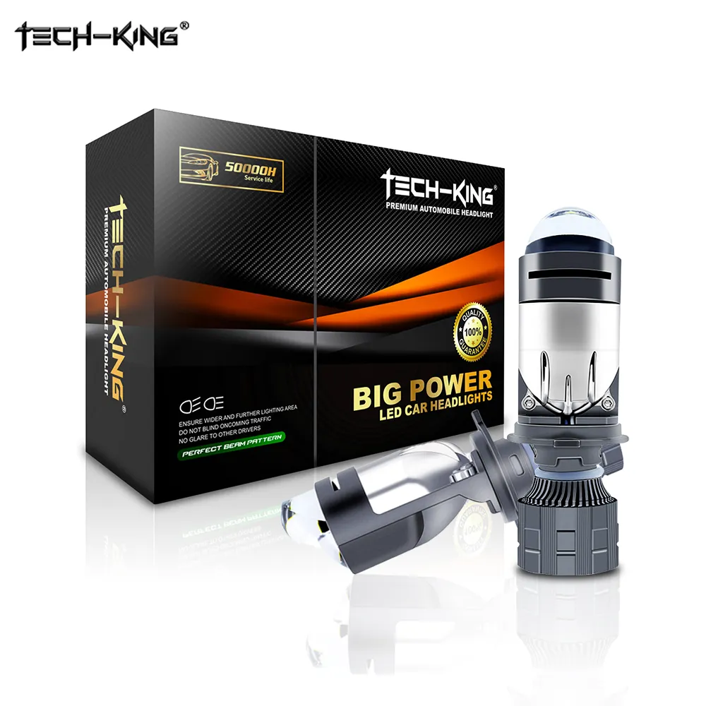 TECH KING 렌즈 h4 led 헤드 라이트 프로젝터 파로 화이트 초점 led 파라 80W 높은 전력 led 전구 led canbus 12v led 헤드 램프