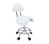 Tabouret Ergonomique pour Coiffeur, Chaise de Salon de Beauté, Hauteur Réglable, Tabouret à Roulettes en Cuir PU Robuste