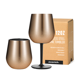 Calice da vino in acciaio inox 12oz con stelo staccabile e coperchio per l'anniversario di matrimonio dell'ufficio del partito - Product Image 1
