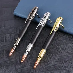 SHULI Bolt Action Tactical Pen Promotional Gifts Bullet Shaped Pen Tactical Metal BallPoint Gun Pen With Custom Logo