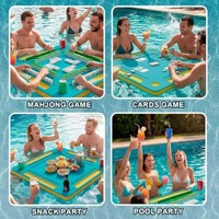 Table de Mahjong pliable flottante pour piscine - Table de jeu aquatique portable pour jeux de cartes et de tuiles, idéale pour les spas