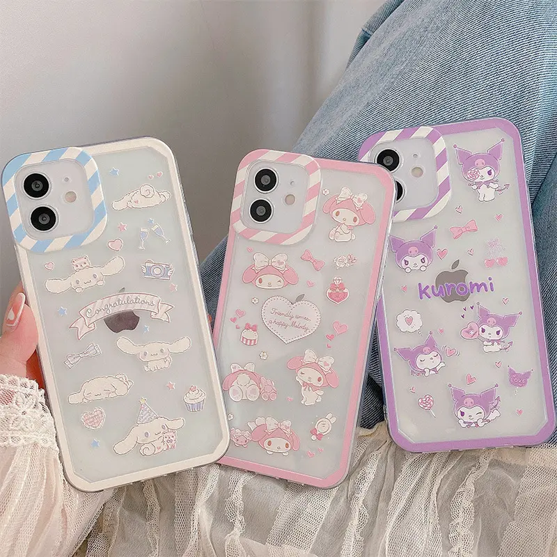 Hot Sale Fashion Cute Cartoon Kuromi Melody Ear Dog Phone Case for iPhone 11 12 13 14 Pro Luxury Shockproof Cover for iPhone