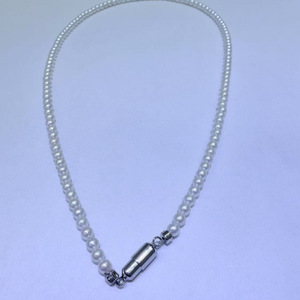 Zhuji Natural Freshwater <b>Pearl</b> <b>Necklace</b> 3-4mm Round Flawless Aurora Easy Wearing with Pure <b>Silver</b> Magnetic Buckle - Product Image 3