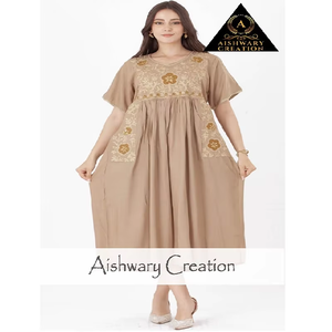 Tunique d'été Robe midi pour femmes 3/4 Manches amples Taille géométrique Dentelle 100% Coton Col carré Ceinture - Product Image 6