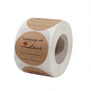<span class=keywords><strong>Étiquettes</strong></span> pour bocaux de <span class=keywords><strong>confiture</strong></span> et de gelée (rondes de 2 pouces, 500/rouleau) avec lignes d'écriture - Papier Kraft de qualité alimentaire Impression CMYK/Pantone - Product Image 1