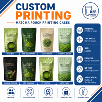 Sachets d'emballage personnalisés pour Matcha, pochettes verticales refermables en aluminium de qualité alimentaire, résistantes à l'humidité, pour aliments pour animaux de compagnie, vente en gros