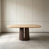 Table à manger moderne en marbre avec pieds en bois massif style Wabi-sabi, personnalisable et durable, pour appartement