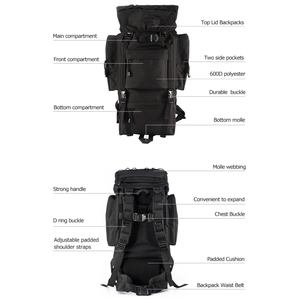 Sac à dos tactique grand format 3P Attack 45 litres, pour sports de plein air, alpinisme, imperméable, camouflage, unisexe, trousse à outils, sac réglable - Product Image 2