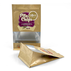 Sac à fermeture éclair à fenêtre transparente à fond plat pour emballer les chips de pomme de terre frites pizza autres aliments - Product Image 3