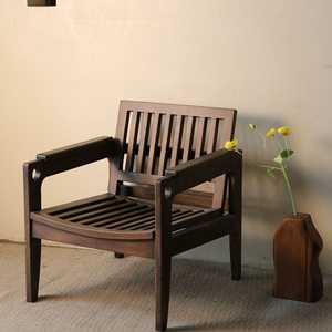 Sillón Moderno de Teca Sólida Estilo Wabi-Sabi con Tapicería Suave al Tacto, Asiento Cómodo para Dormitorio <span class=keywords><strong>y</strong></span> Sala de Estar - Product Image 3