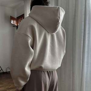 Baggy dày cao su nhãn cắt Hoodies với không có chuỗi trống lông cừu 100 Bông Crop Heavyweight người đàn ông của Hoodies & áo nỉ - Product Image 3