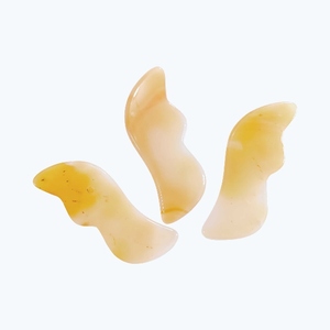 Agate naturelle véritable, pierre d'agate jaune 100% naturelle, pierre à gratter, outil de gua sha - Product Image 1