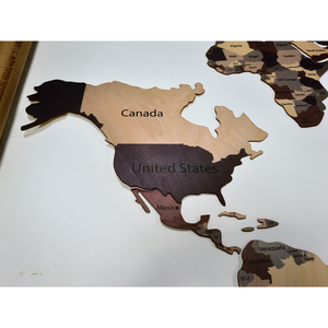 Carte du monde en bois 3d à <span class=keywords><strong>prix</strong></span> abordable Puzzle en bois 3D Carte murale du monde Cadeau de pendaison de crémaillère Décoration murale - Product Image 2