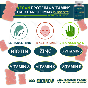 Oem חלאל טבעוני מאומת צמיחת שיער פפטיד ויטמין סוכריות ummies איזון נשים תוספי תזונה עבור עור שיער בריאות הציפורן - Product Image 2