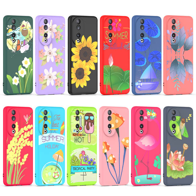 Custom Sunflower Plants Graphics Silicone Rubber TPU Gilry Women Cell Phone Case for Honor 90 Back Cover
