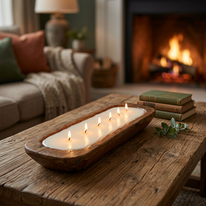 Handmade Mango Wood Dough Bowl <b>Candle</b> Holder Rustic Farmhouse Wooden <b>Candle</b> Decor Party Accessories At Affordable Price - Product Image 1