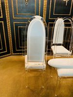 Großhandel Designer Esstisch Acryl Plexiglas Massiv platte Acryl Mit 6 Stühlen
