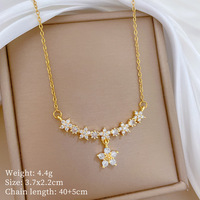 Collier chaîne à maillons claviculaires unisexe en acier inoxydable, micro-incrusté de pierres en résine florale, style sportif et polyvalent, électroplaqué, pour mariage