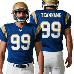 Los hombres personalizados usan la pantalla gráfica de impresión Streetwear Boxy Drop Shoulder poliéster de gran tamaño <span class=keywords><strong>azul</strong></span> de fútbol americano <span class=keywords><strong>camiseta</strong></span> - Product Image 1