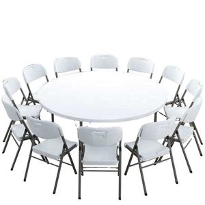 Tavoli Pieghevoli <span class=keywords><strong>da</strong></span> 72 Pollici con Gambe Rotonde Portatili in Acciaio, Cerniere per Tavoli <span class=keywords><strong>da</strong></span> Cucina e Sala <span class=keywords><strong>da</strong></span> Pranzo - Product Image 2