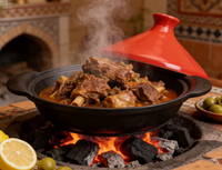 Tajine en fonte à surface ondulée, antiadhésif, pour braiser et griller, avec poignées double face, compatible induction, gaz et électrique