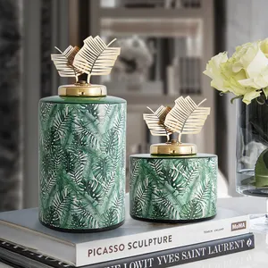 Vase de Style Pastoral américain couleur verte décoration céramique Vase à fleurs modèle chambre ensemble doux Vase de rangement pot mobilier