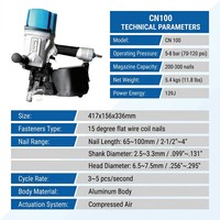 Pistolet à clous pneumatique industriel Toua OEM personnalisé CN100, corps en aluminium, 200-300 clous pour bardage, palettes et fabrication de caisses