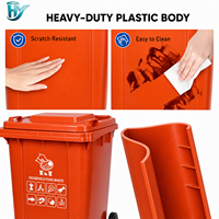 Poubelle en plastique PP écologique de 240 L, grande taille, couvercle ouvert, seau de rangement extérieur, poubelle à ordures et à déchets, bac de recyclage