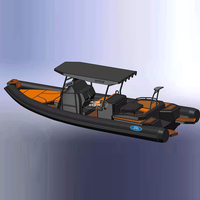 RHIB 800 caoutchouc hypalon luxe sport aluminium nervure bateau gonflable 8m avec moteur