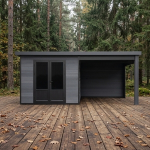 Abri de jardin modulaire préfabriqué série D en WPC avec fenêtres à température constante en verre pare-balles robuste - Product Image 6