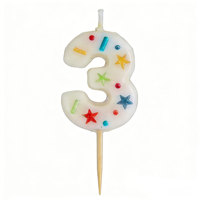 Bougie Chiffre Confettis Étoiles Colorées 0-9 pour Anniversaire Enfant, Baby Shower, Décoration de Gâteau