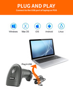 Escáner de Código de Barras 2D con Cable NORGEE HC-3208 con Interfaz USB, Escáner de Códigos QR y de Supermercado para Uso Manual con Android, en Stock