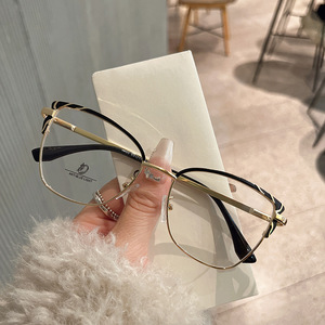 Monture de lunettes Qianai Cat Eye en métal, anti-lumière bleue, monture complète, unisexe, design irrégulier JS8 5 1103 - Product Image 1