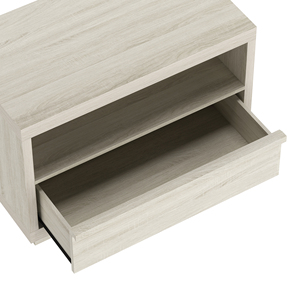 Nightstand In Whitewashed Oak Finish With <b>Open</b> Shelf And Drawer <b>Storage</b> For Bedroom Use - Product Image 6