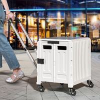 Chariot pliable robuste en plastique avec poignée renforcée, chariot roulant utilitaire pour cuisine, maison, bureau, entrepôt, stockage alimentaire