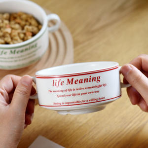 Bol à soupe en céramique alphabet, Simple, rétro alphabet en céramique, pour dessert domestique, bol binaural <span class=keywords><strong>de</strong></span> ménage, vente directe, d'usine - Product Image 3