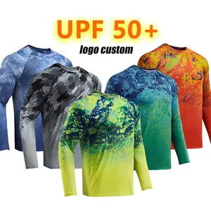 Upf 50 + Custom Viskleding Mannen Prestatie Sublimatie Vissen Shirts Uv Bescherming Viskleding Lange Mouw Vissen Jersey