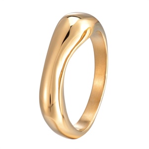 Ready to Ship 18K Gold Plated Vintage Irregular Waterproof Stainless Steel Women's <b>Ring</b> Finger Jewelry - Product Image 4