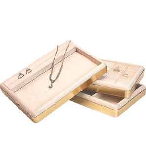 Doc nhà máy Bán Buôn Đồ trang sức hiển thị khay triển lãm hiển thị kim loại và da lộn vòng bông tai vòng cổ hiển thị khay - Product Image 5