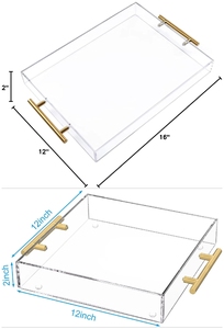 Rõ ràng Acrylic phục vụ khay Vàng xử lý có thể gập lại trang trí cho cà phê món khai vị phòng tắm sử dụng cho kệ trưng bày - Product Image 2