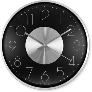 Horloges murales fantaisie en aluminium à la mode de luxe en métal de 12 pouces <span class=keywords><strong>horloge</strong></span> murale ronde personnalisée moderne Simple silencieuse noire épissage or - Product Image 4