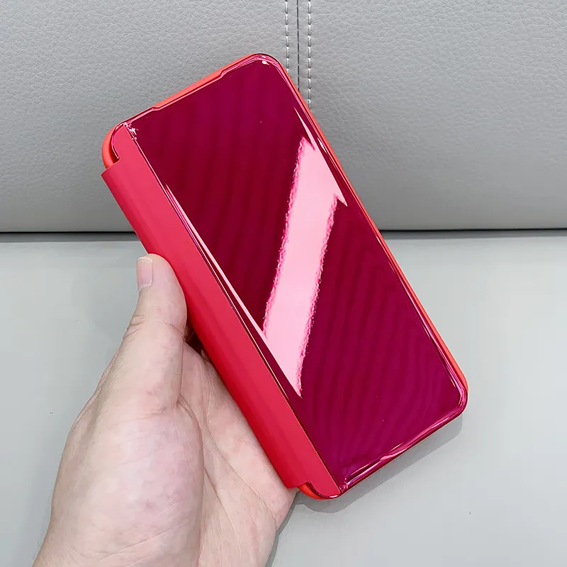 Откидной зеркальный прозрачный кожаный чехол для телефона с гальваническим покрытием